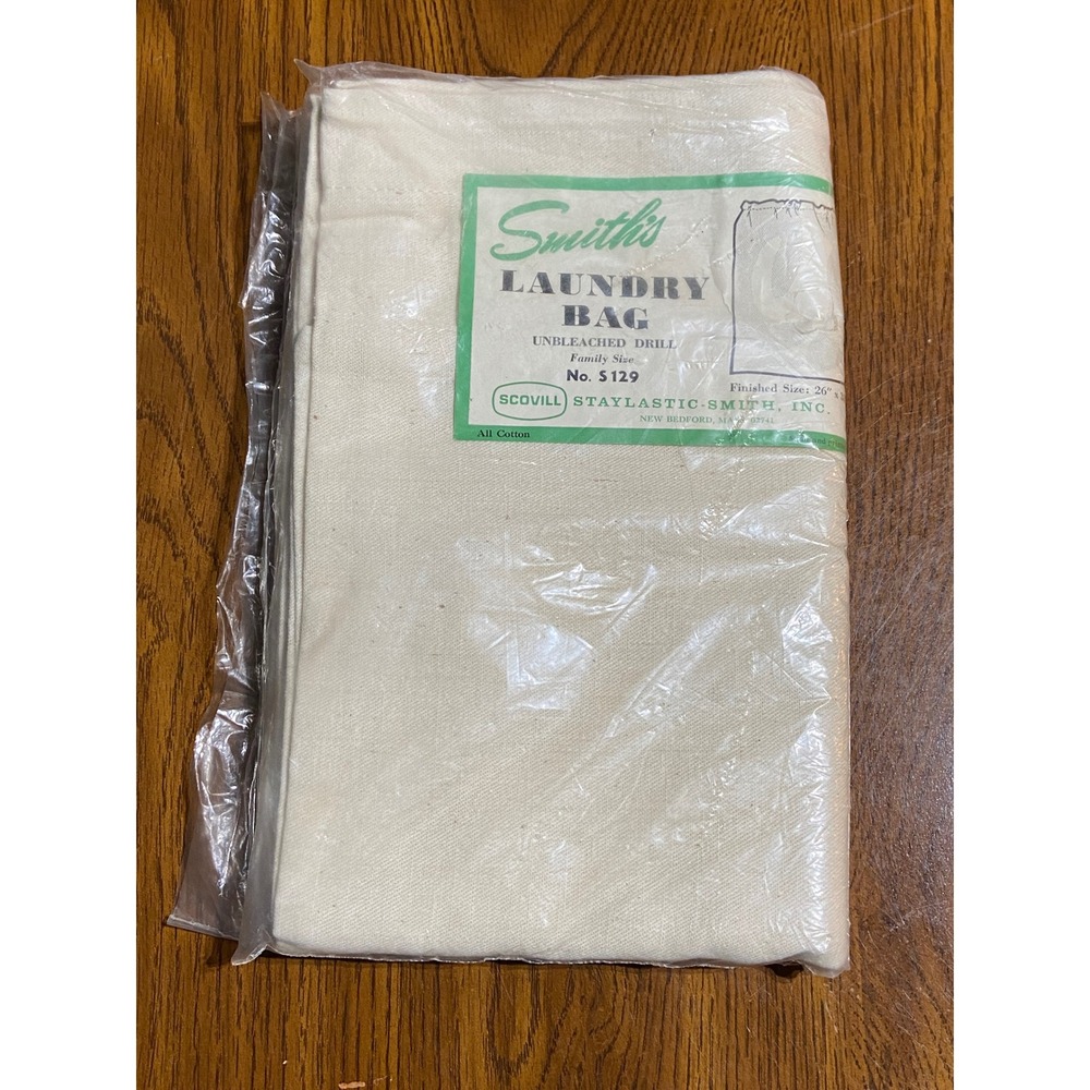 Vintage Smiths Unbleached Drill Cotton Laundry Bag Family Size S 129 New NOS